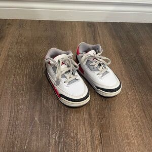Jordan Kids White, Gray, and Red Sneakers